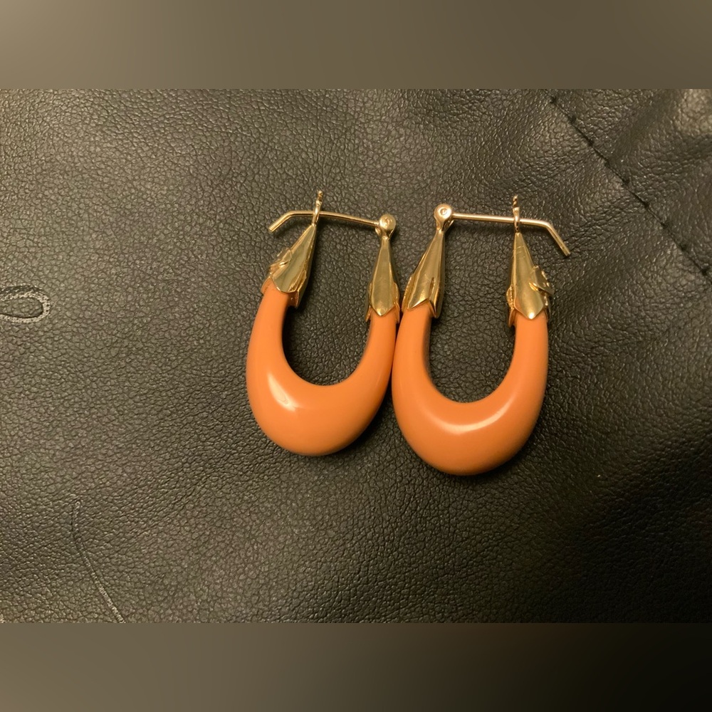 Gas Bijoux Écume Orange Hoopd Earrings - gold plated - brand new